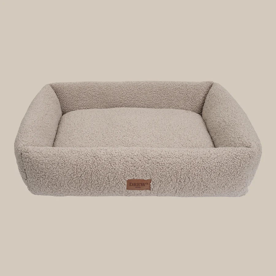 taupe hundekurv med memory foam fra Drew’s Dogwear – blød vaskbar hundeseng til små hunde
