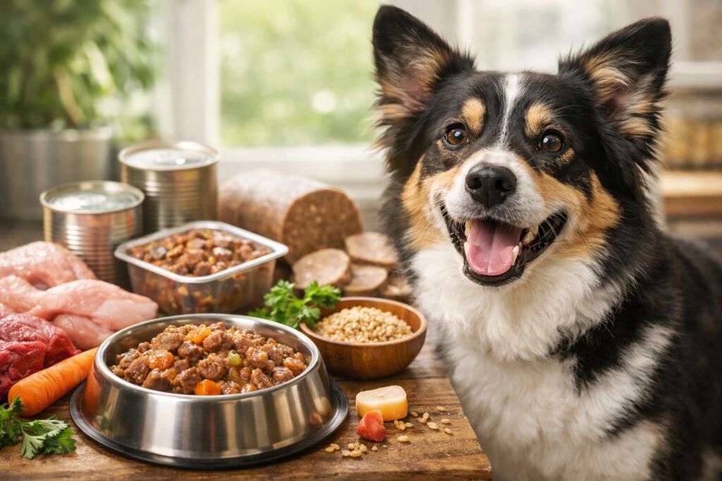 Hund sammen med det bedste våd hundefoder